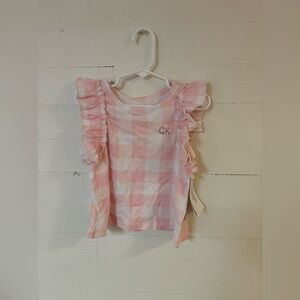 Calvin Klein Toddler Pink Gingham Ruffle Top 3T NWT